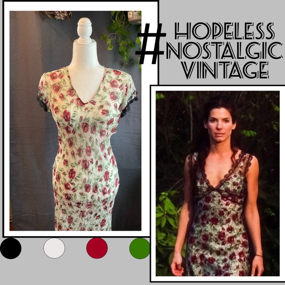 Vintage Collette Dinnigan sheer, rose printed dress ASO Practical Magic